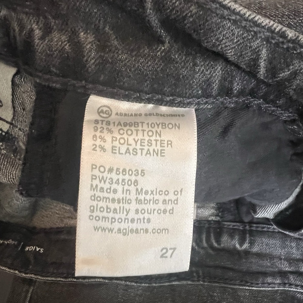 AG Saige High Waist Straight Leg Jeans Womens Size 27‎ Faded Black Gray - Picture 8 of 13